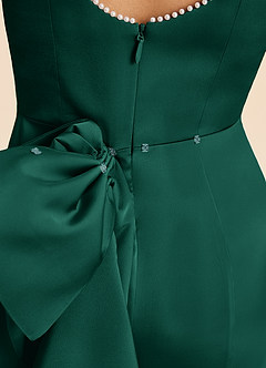 Azazie Emi Junior Emerald Sheath Bow Stretch Satin Dress image7