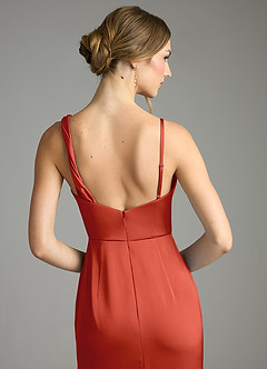 Azazie Samara Bridesmaid Dresses Rust Mermaid Pleated Stretch Satin Dress image6