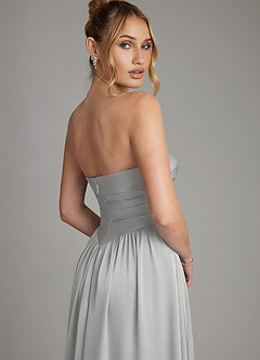 Azazie Zena Brautjungfernkleider A-Linie Schulterfrei Stretch-Satin Kleid Silber image7