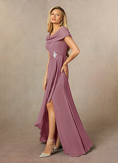Azazie Mary Mother of the Bride Dresses Vintage Mauve A-Line Side Slit Chiffon Dress image2