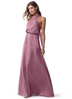 Azazie Landry Bridesmaid Dresses Vintage Mauve A-Line Pleated Mesh Dress image4