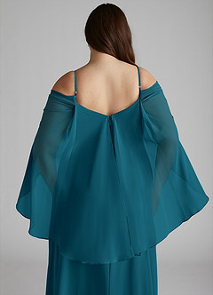 Azazie Cienna Abiti da Damigella Abito A-Line in Chiffon a Spalla Scoperta Blu Inchiostro image12