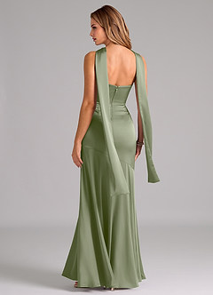 Azazie Shiloh Bridesmaid Dresses Pistachio Mermaid Strapless Stretch Satin Convertible Dress image7