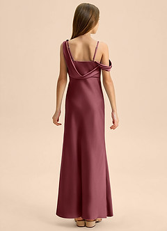 Azazie Madelyn Junior Osłona Zza ramienia Satyna elastyczna Długość podłogi Młodsza druhna Sukienka image2