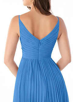 Azazie Raychelle Bridesmaid Dresses Blue Jay A-Line V-Neck Chiffon Dress image6