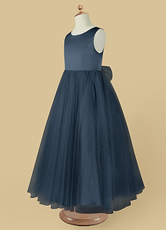 Azazie Muni Flower Girl Dresses Neptune A-Line Bow Tulle Dress image4