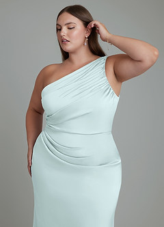 Azazie Akilah Brautjungfernkleider Meerjungfrau-Linie One-Shoulder Stretch-Satin Kleid Seegrün image13