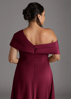 Azazie Milton vestidos de madre de la novia Vestido Borgoña de Satén Elástico de Corte en A con Plisado image2