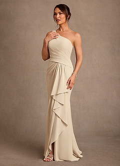 Azazie Floy Mother of the Bride Dresses Champagne Sheath One Shoulder Chiffon Dress image2