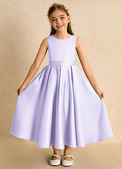 Azazie Junebuj vestidos de niña de las flores Vestido de Lila de Satin Mate de Princesa con Plisado image4