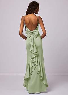 Barbie ♥ Azazie Robes de demoiselle d'honneur Robe Sirène en Satin extensible Arc Vert Sauge image1