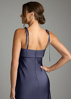 Azazie Ellia Bridesmaid Dresses Stormy Sheath Bow Stretch Satin Dress image6