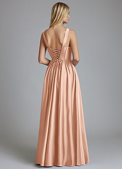 Azazie Delmie Brudtärnklänningar Klä av A-Linje i Stretch Satin Korsett Roséguld image2