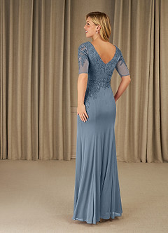 Azazie Ivanna Mother of the Bride Dresses Dusty Blue Mermaid Lace Dress image4