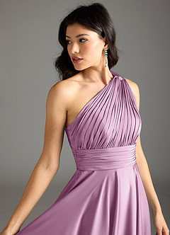 Azazie Charlize Jurken voor bruidsmeisjes Jurk van Stretch Satijn met A-lijn One-shoulder Blauweregen image7