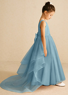 Azazie Pumpkin Blumenmädchenkleider A-Linie Cabrio Tüll Kleid Stimmungsvolles Blau image3