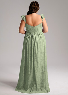 Azazie Denisse Bridesmaid Dresses Agave A-Line Ruched Floral Burnout Dress image8