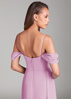 Azazie Amyra Bridesmaid Dresses Candy Pink Sheath Off the Shoulder Chiffon Convertible Dress image7