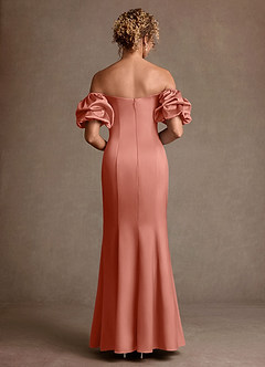 Azazie Redding Suknie dla Matki Panny Młodej Osłona Marszczony Satyna elastyczna Długość podłogi Sukienka image2