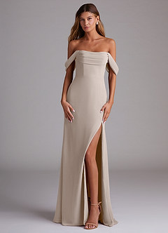 Azazie Saige Bridesmaid Dresses Frost A-Line Off the Shoulder Chiffon Convertible Dress image1