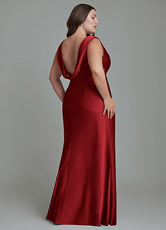 Azazie Kieryn Bridesmaid Dresses Scarlet Mermaid Pleated Stretch Satin Dress image8