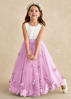 Azazie Vi Blumenmädchenkleider A-Linie ärmellos Tüll Kleid Bonbonrosa image6