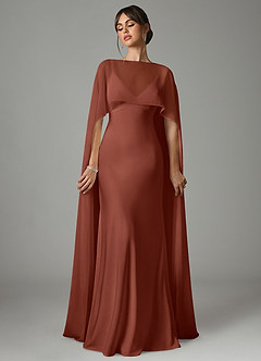 Azazie Stefania Bridesmaid Dresses Auburn A-Line Stretch Satin Dress image1