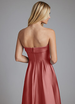 Azazie Lucienne Bridesmaid Dresses Antique Rose A-Line Strapless Stretch Satin Convertible Dress image6