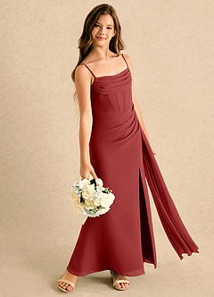 Azazie Moxie Girls Formal Sukienki dla dziewczynek sypiących kwiaty Linia A Koronka Szyfon Długość podłogi Sukienka image4