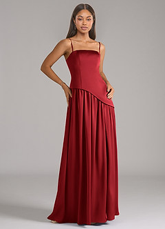 Azazie Adeline Bridesmaid Dresses Scarlet A-Line Strapless Stretch Satin Convertible Dress image7