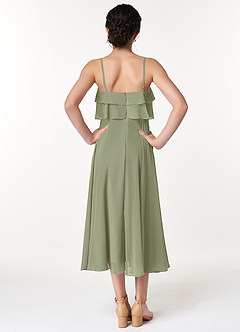 Azazie Ensley Junior Agave A-Line Pleated Chiffon Dress image2