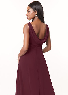 Azazie Karina Bridesmaid Dresses Cabernet A-Line Pleated Chiffon Dress image4