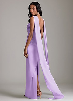 Azazie Sonora Vestidos de damas de honor Vestido de Lila de Satén Elástico de Corte Recto con Sin tirantes image2