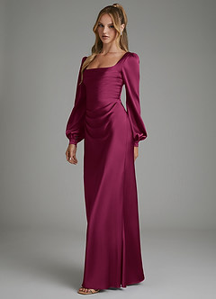 Azazie Brianna Brautjungfernkleider Meerjungfrau-Linie Korsett Stretch-Satin Kleid Rote Pflaume image5