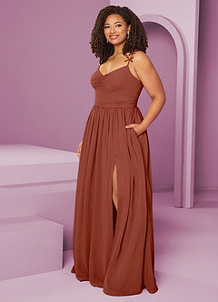 Barbie ♥ Azazie Bridesmaid Dresses Auburn A-Line Pleated Chiffon Dress image10