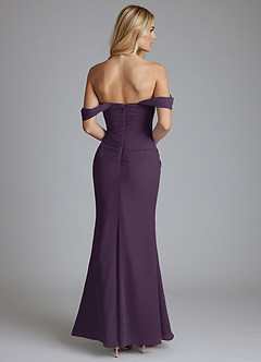 Azazie Luiza Bridesmaid Dresses Plum Mermaid Off the Shoulder Chiffon Dress image7