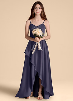 Azazie Prisha Junior A-Linie Plissee Stretch-Satin Kleid Sturm image6