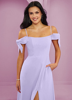 Barbie ♥ Azazie Brautjungfernkleider Wandelbar A-Linie Schulterfrei Chiffon Kleid Flieder image3