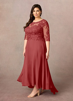 Azazie Monza Mother of the Bride Dresses Rust A-Line Lace Chiffon Dress image8