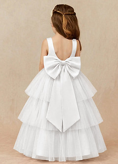 Azazie Margie Sukienki dla dziewczynek sypiących kwiaty Linia A Ukłon Tiul Długość kostki Sukienka image1