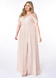Azazie Lianne Bridesmaid Dresses Rose Petal A-Line Off the Shoulder Chiffon Dress image9