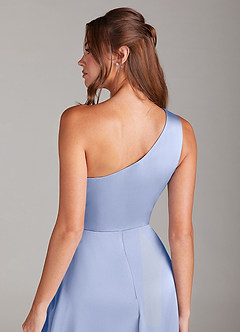 Azazie Brooke Bridesmaid Dresses Ice A-Line One Shoulder Stretch Satin Dress image3