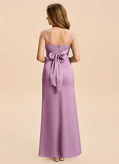 Azazie Minnie Junior Wisteria Sheath Ruched Stretch Satin Dress image2