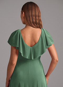 Azazie Lainey Bridesmaid Dresses Eucalyptus A-Line Ruched Velvet Dress image6