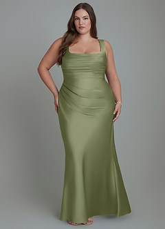 Azazie Agustina Bridesmaid Dresses Garden Sage Mermaid Corset Stretch Satin Dress image7