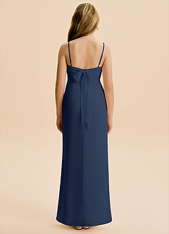 Azazie Mai Junior Vestido de Azul Marino Oscuro de Gasa de Corte Recto con Plisado image2