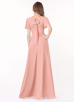 Azazie Kimber Bridesmaid Dresses Rosette A-Line Flounce Sleeve Chiffon Dress image2
