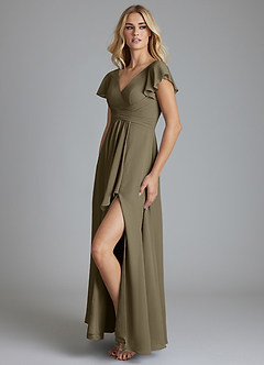 Azazie Omari Vestidos de damas de honor Vestido de Verde Sauce de Gasa de Corte en A image4