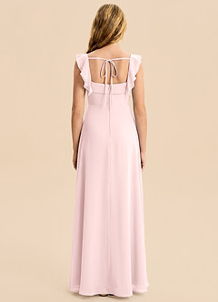 Azazie Nori Junior Blushing Pink A-Line Ruched Chiffon Dress image2