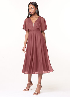 Azazie Tinsley Bridesmaid Dresses Amethyst A-Line Pleated Mesh Dress image3